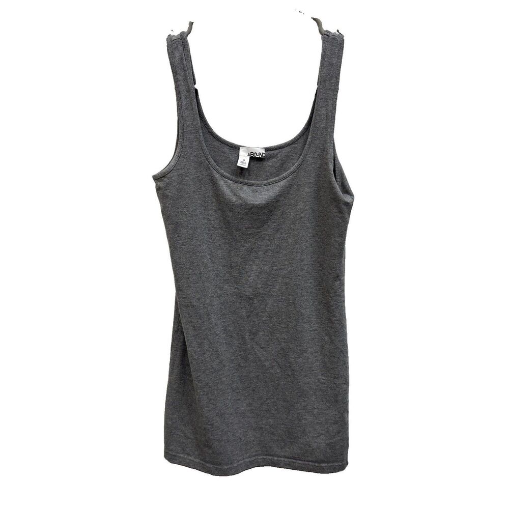 Abound Gray Tank Top M Stretch Sleeveless Cotton Blend Women Scoop Neck